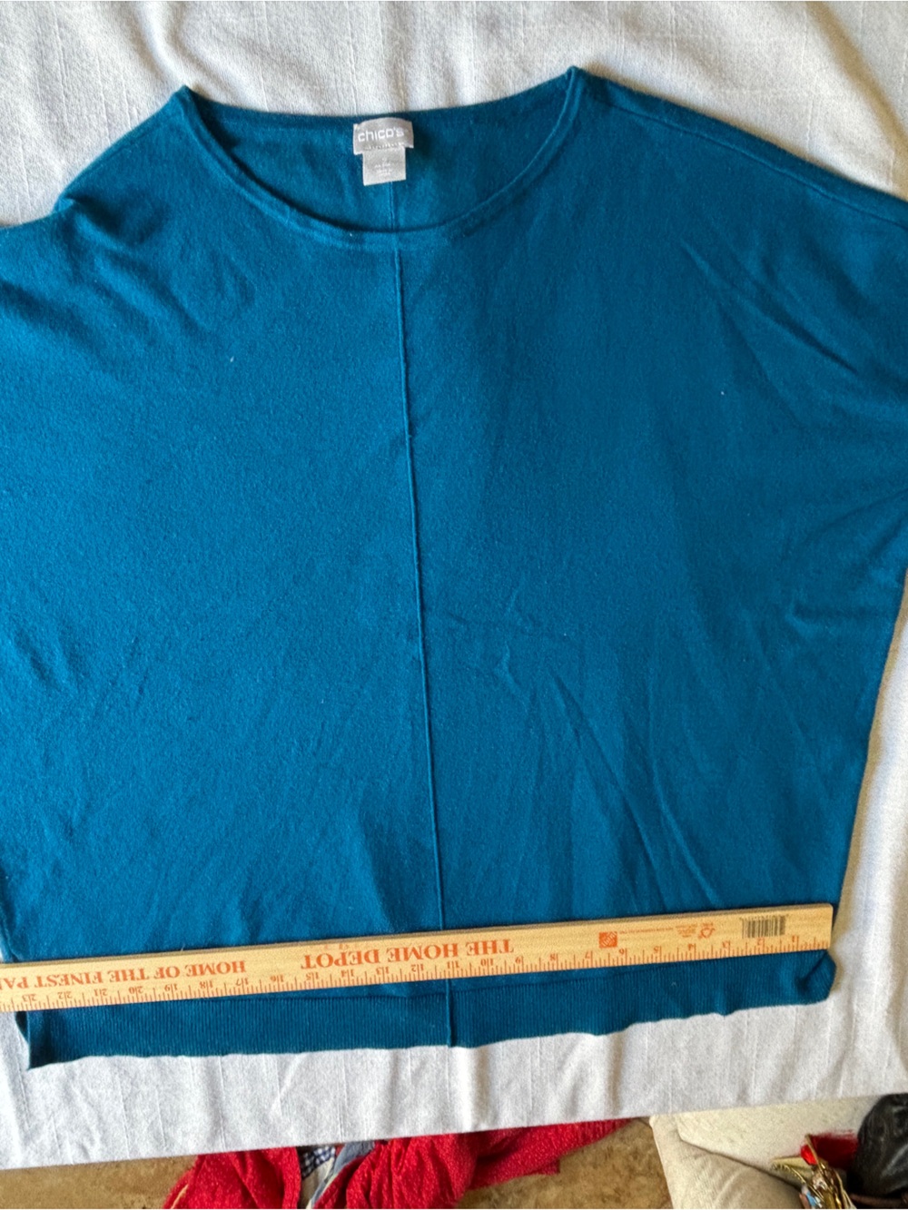 Chico's Teal Scoop Neck Lightweight Sweater ~ Chico’s Size 2/Women’s 12 - Picture 6 of 11
